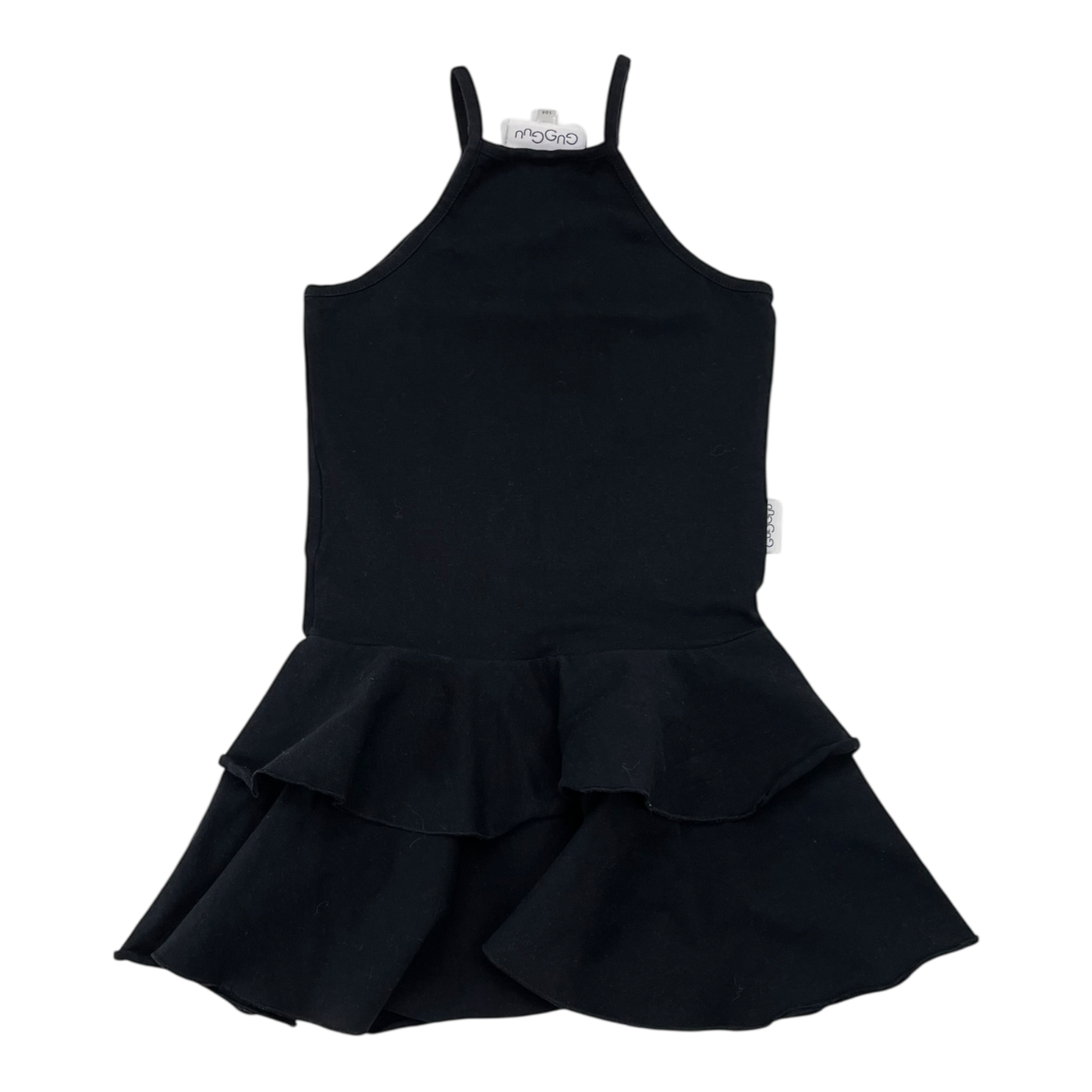 Gugguu spagetti frilla dress, black | 104cm