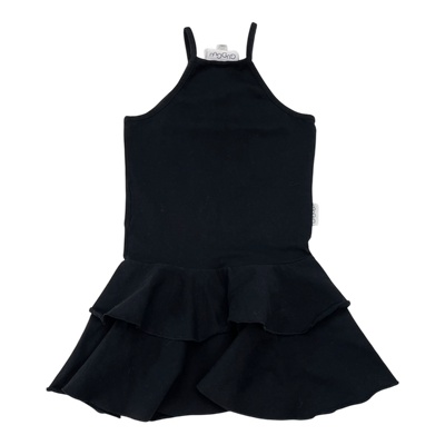 Gugguu spagetti frilla dress, black | 104cm