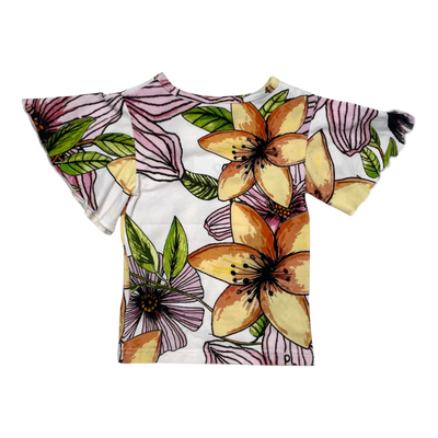 Blaa frill t-shirt, flowers | 74/80cm