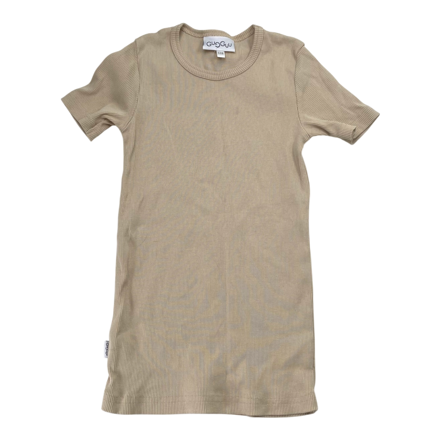 Gugguu rib t-shirt, beige | 128cm