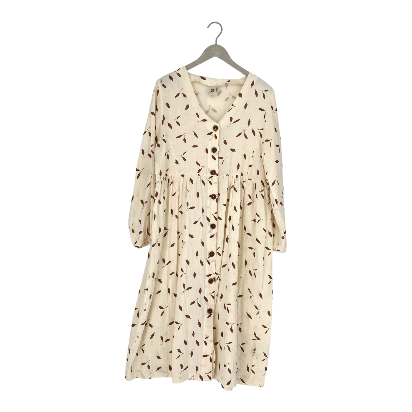 Kaiko muslin button dress, leaves | woman M