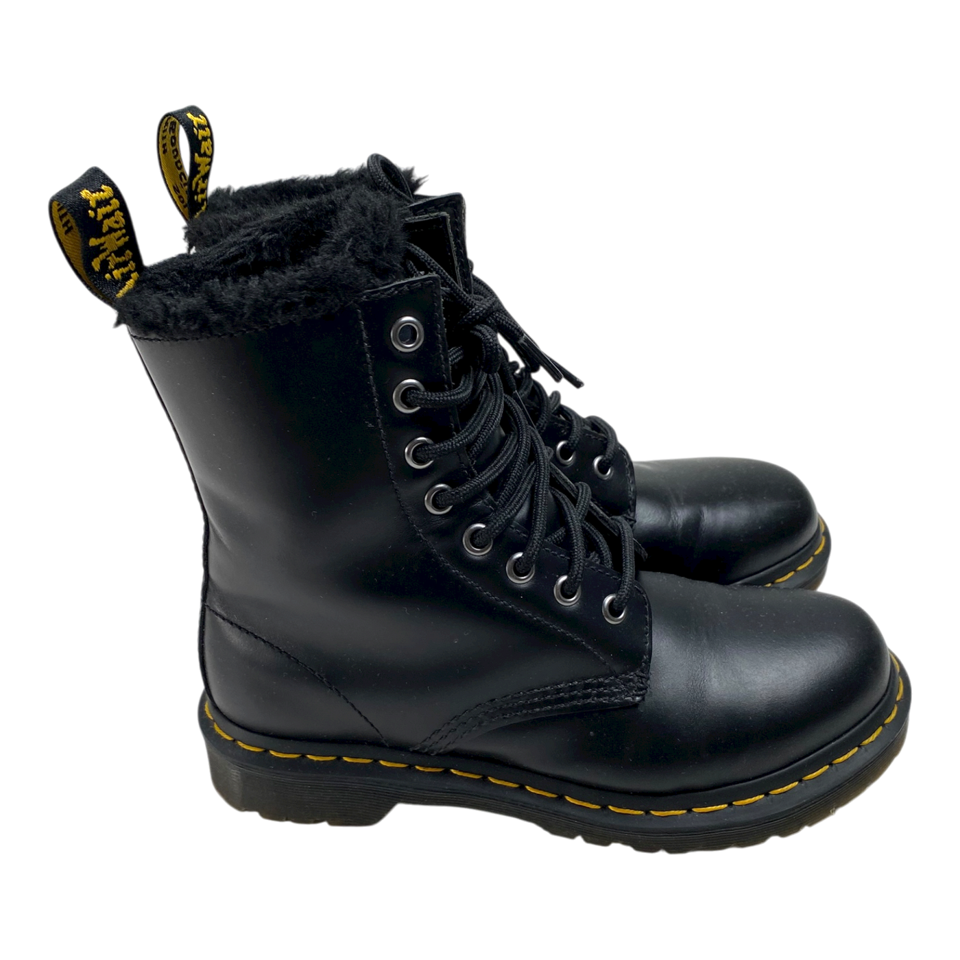Dr. Martens faux fur boots, black | 37
