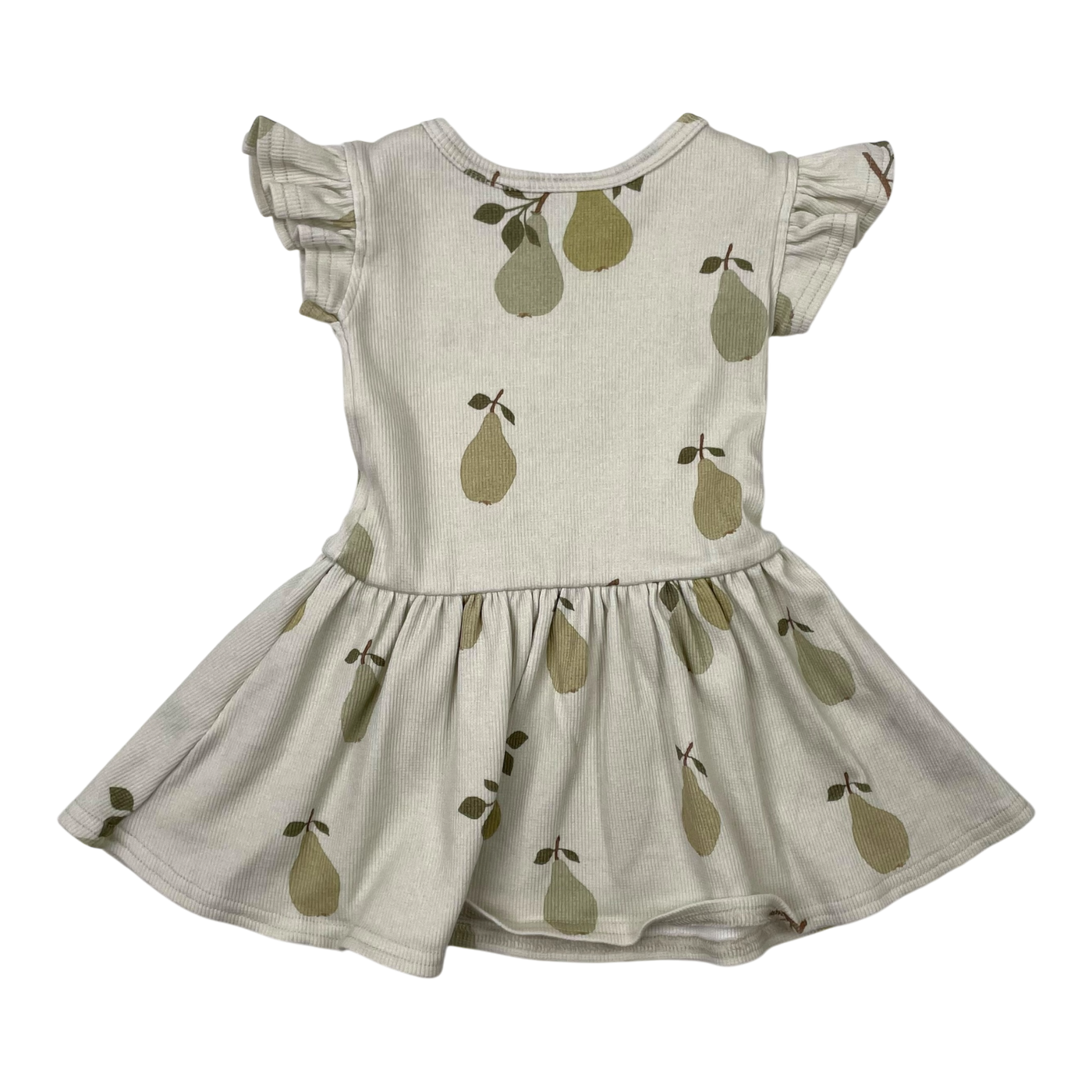 Metsola rib frill dress, pear | 74/80cm