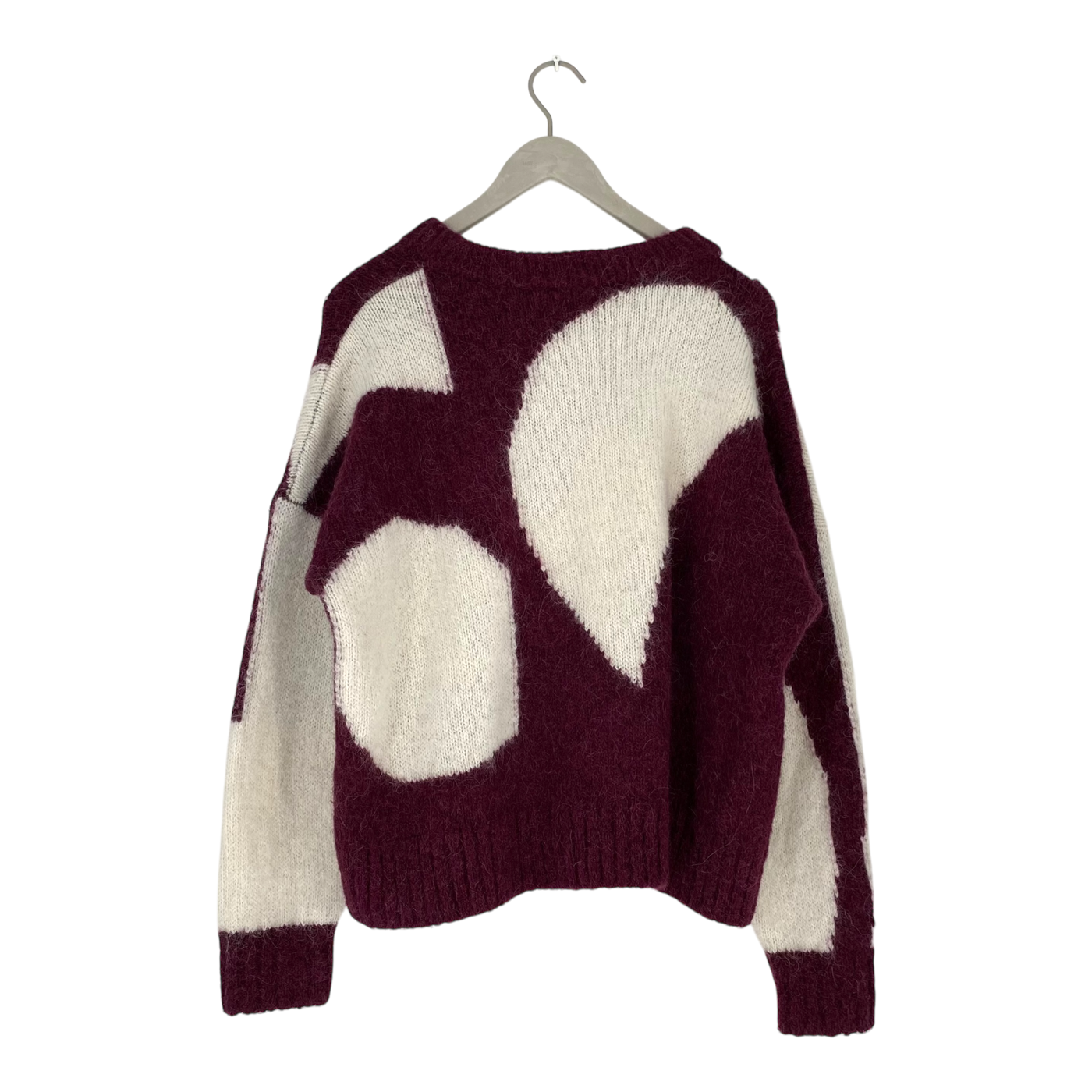 Marimekko marey konkelo knitted sweater, wine/white | woman L