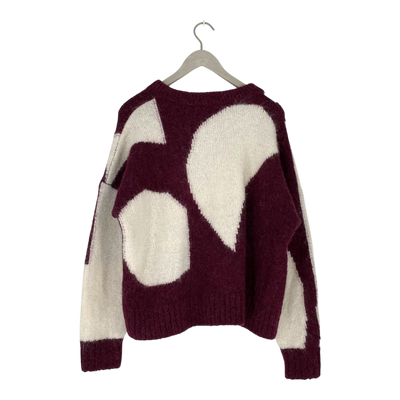 Marimekko marey konkelo knitted sweater, wine/white | woman L