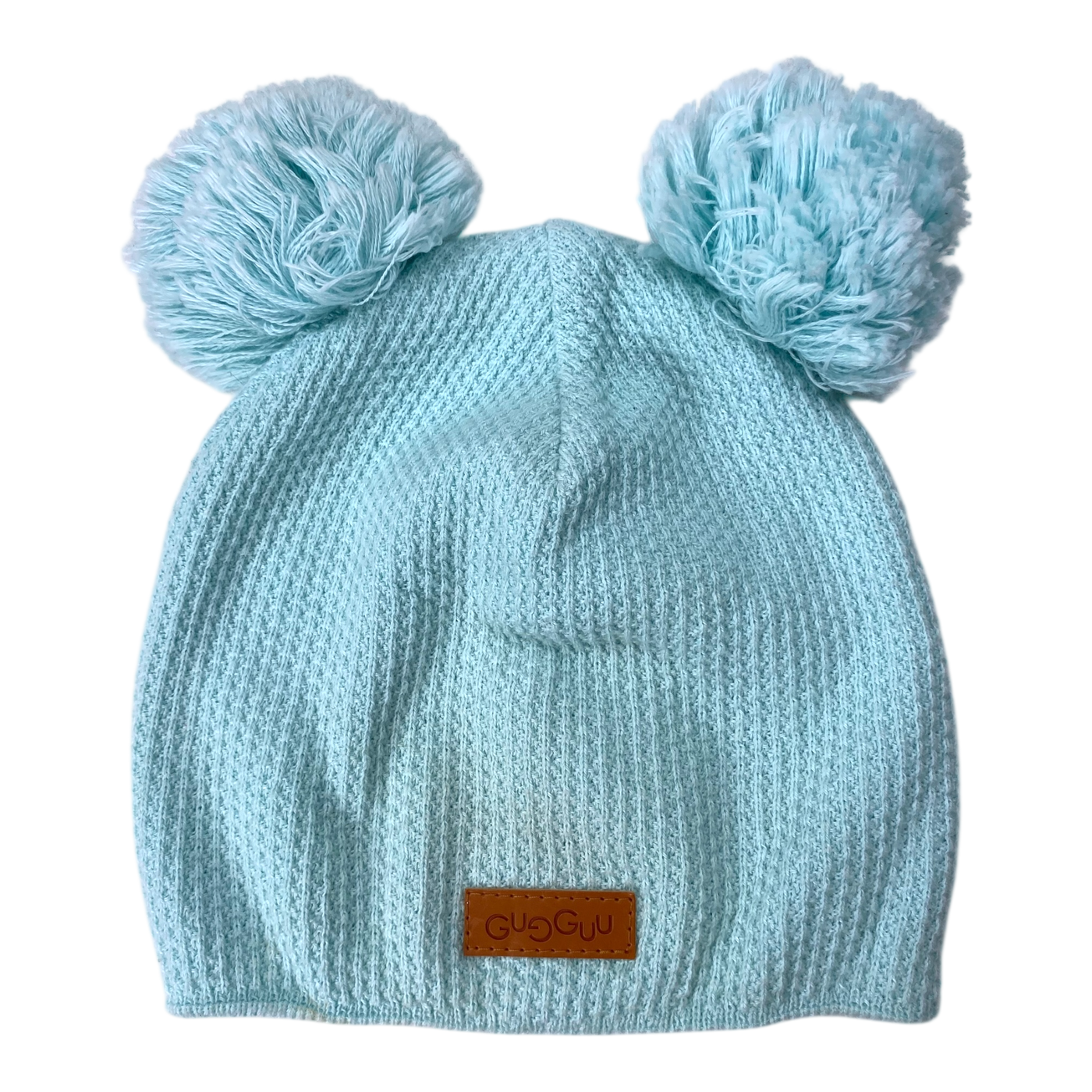 Gugguu cotton beanie with 2 poms, turquoise | 52/53cm