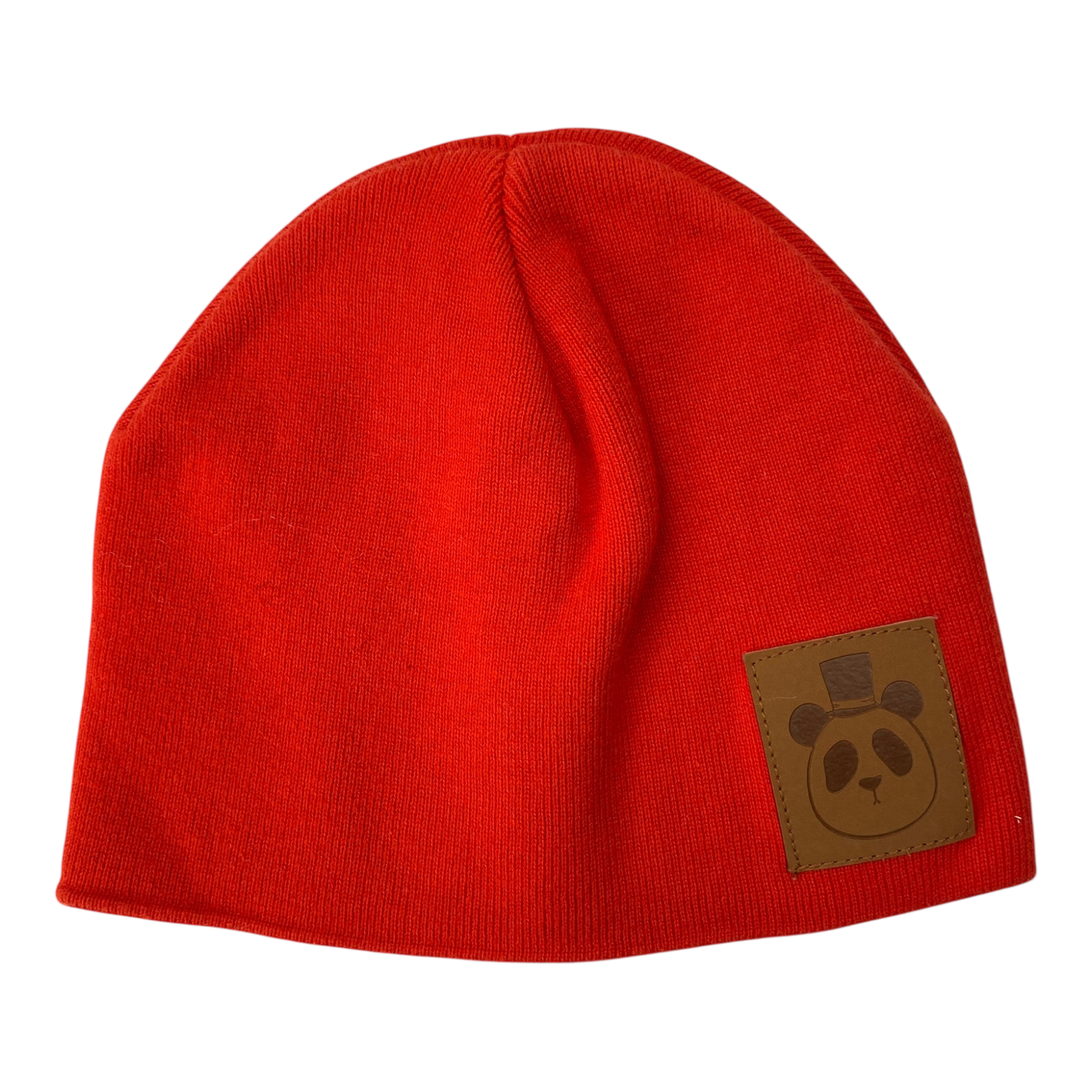 Mini Rodini knitted panda beanie, red | 52/54cm