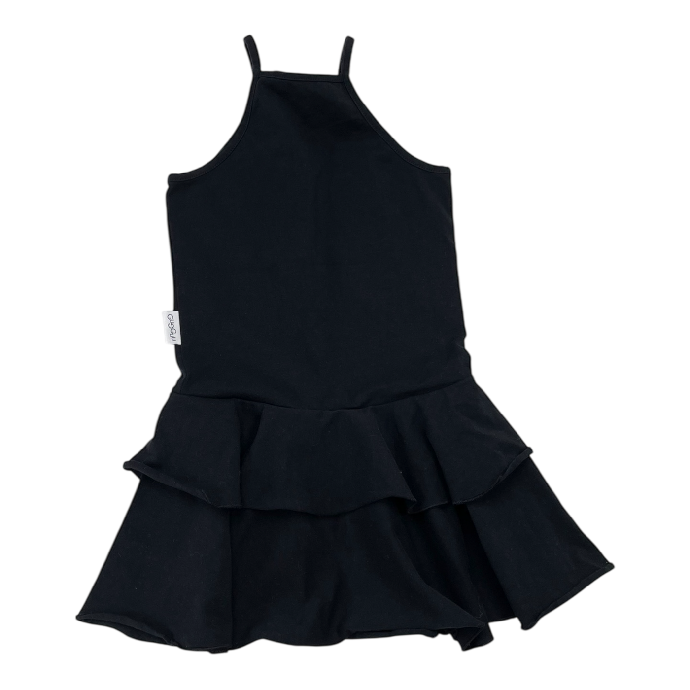 Gugguu spagetti frilla dress, black | 104cm
