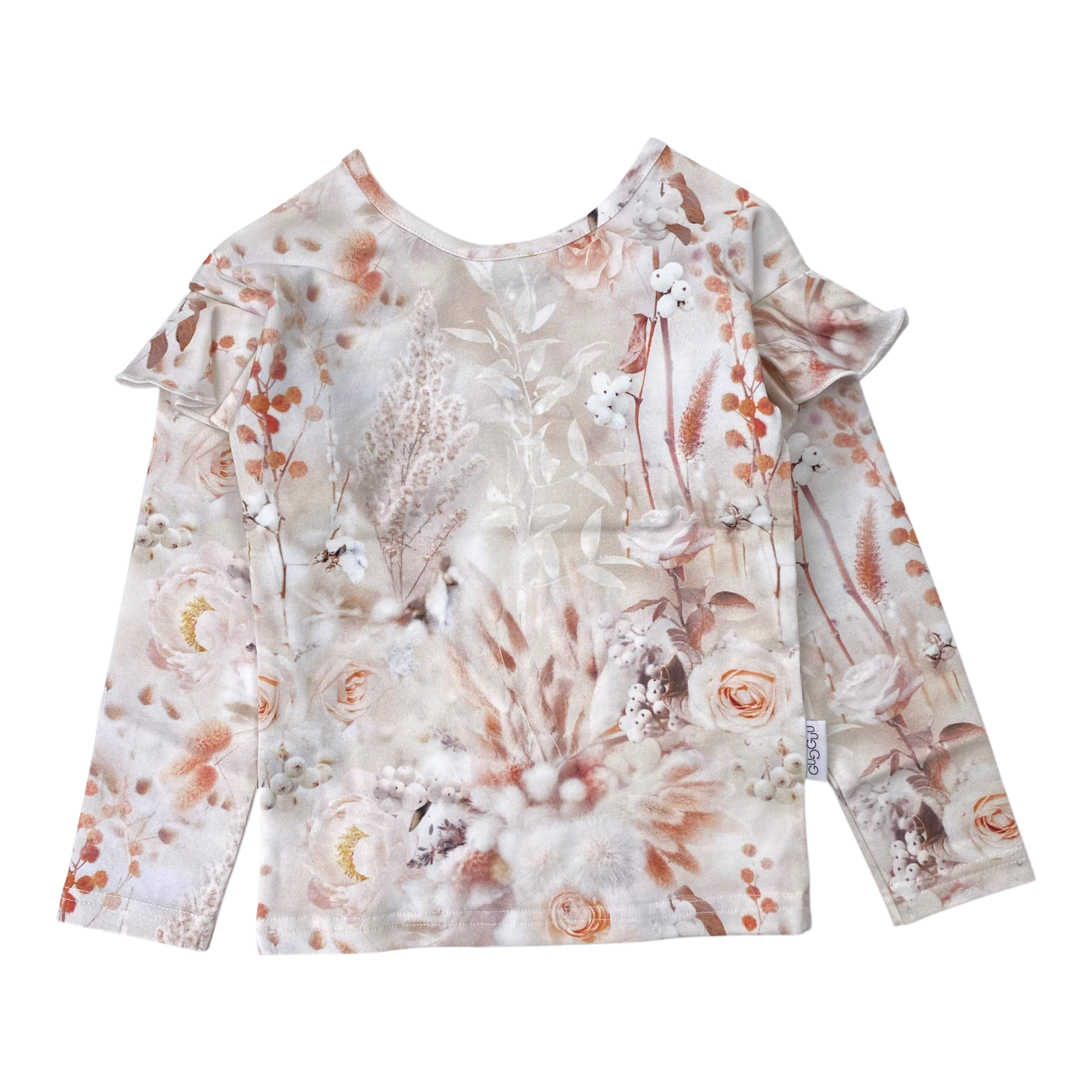 Gugguu frill shirt, soft flower | 92cm