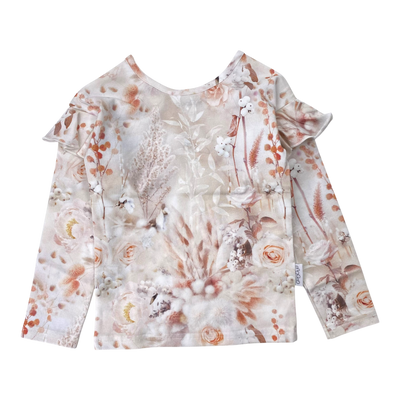 Gugguu frill shirt, soft flower | 92cm