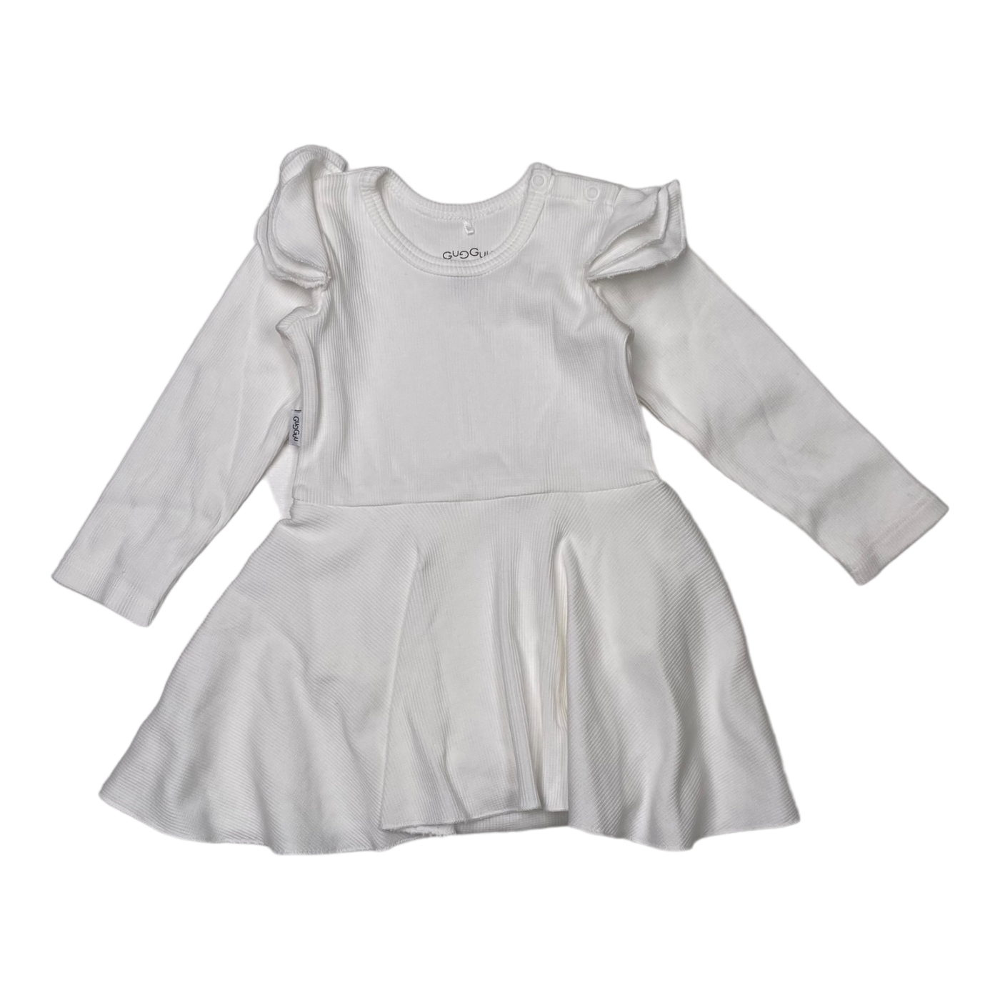 Gugguu rib frill body dress, white | 68cm