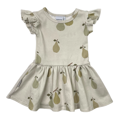 Metsola rib frill dress, pear | 74/80cm