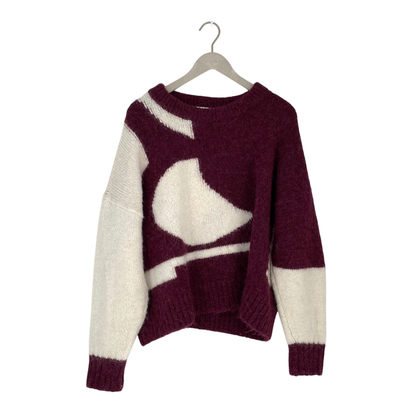 Marimekko marey konkelo knitted sweater, wine/white | woman L