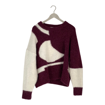 Marimekko marey konkelo knitted sweater, wine/white | woman L