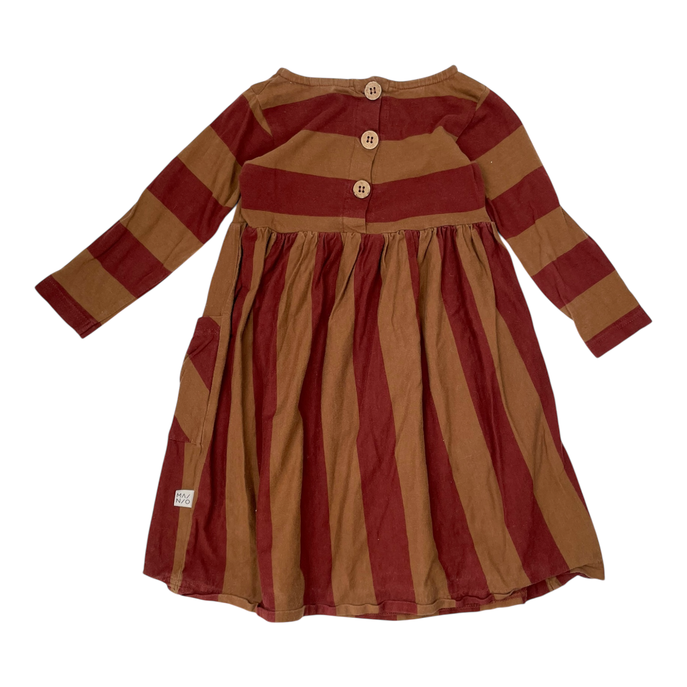Mainio button dress, brick/caramel | 86/92cm