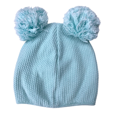 Gugguu cotton beanie with 2 poms, turquoise | 52/53cm