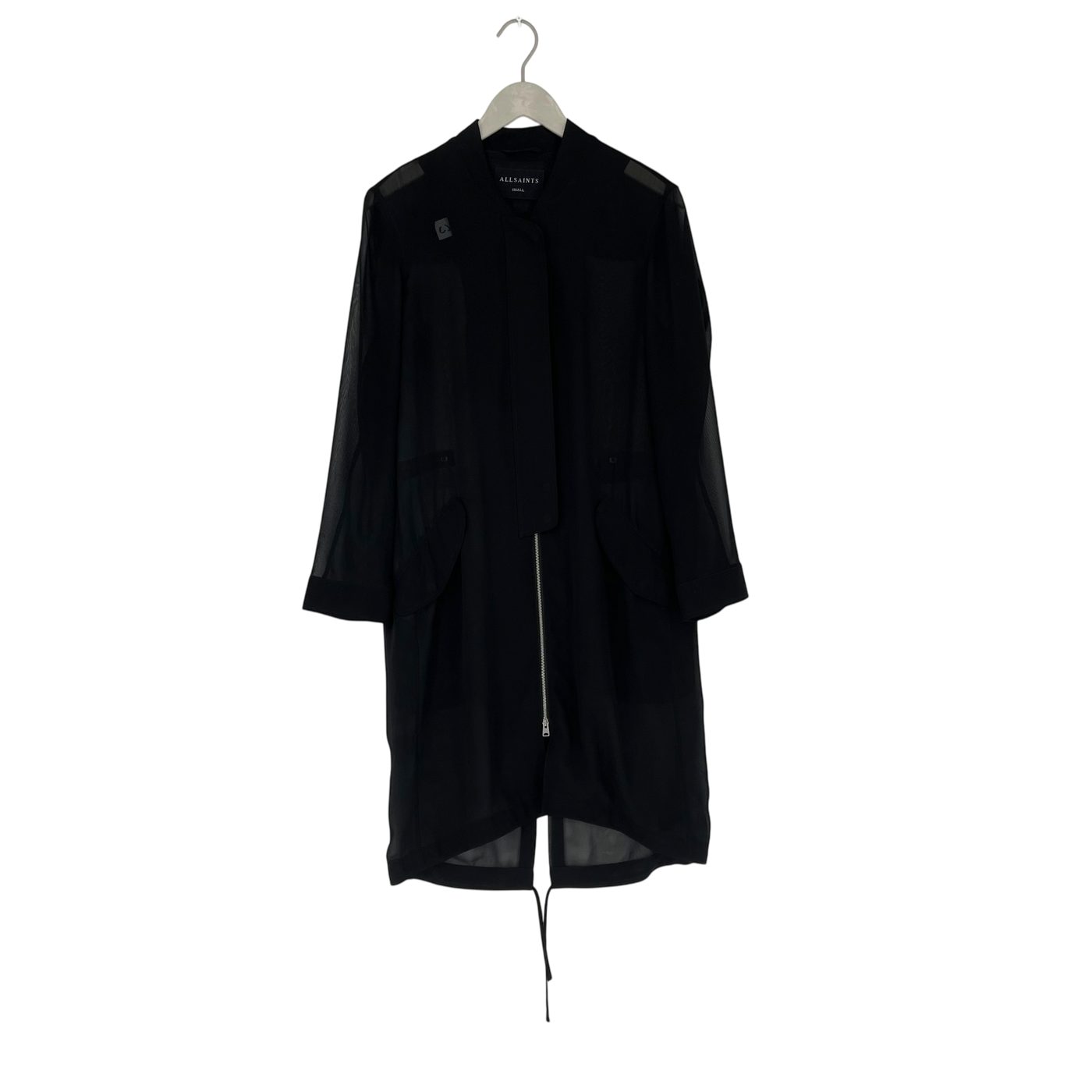 AllSaints elio sheer parka, black | woman S