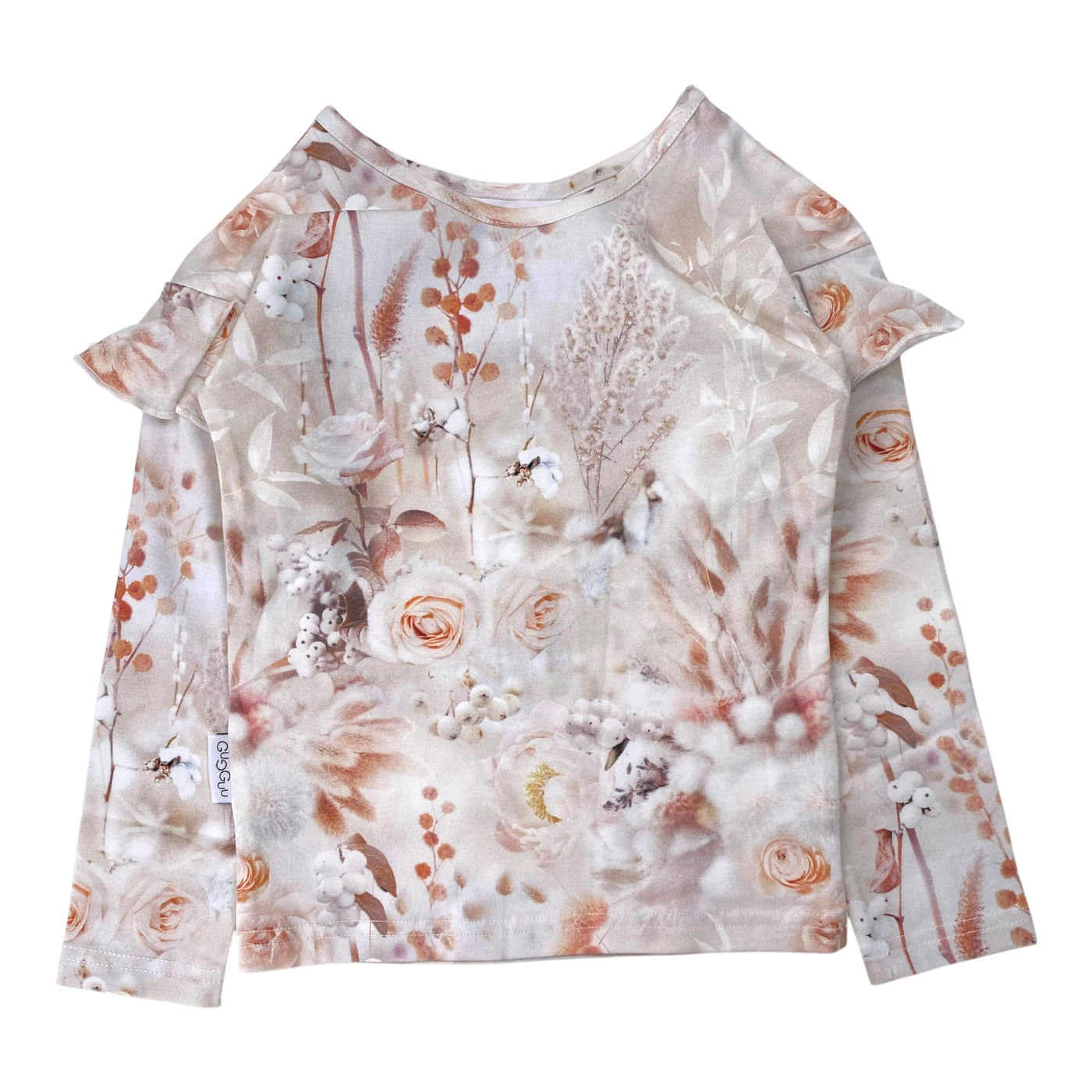 Gugguu frill shirt, soft flower | 92cm