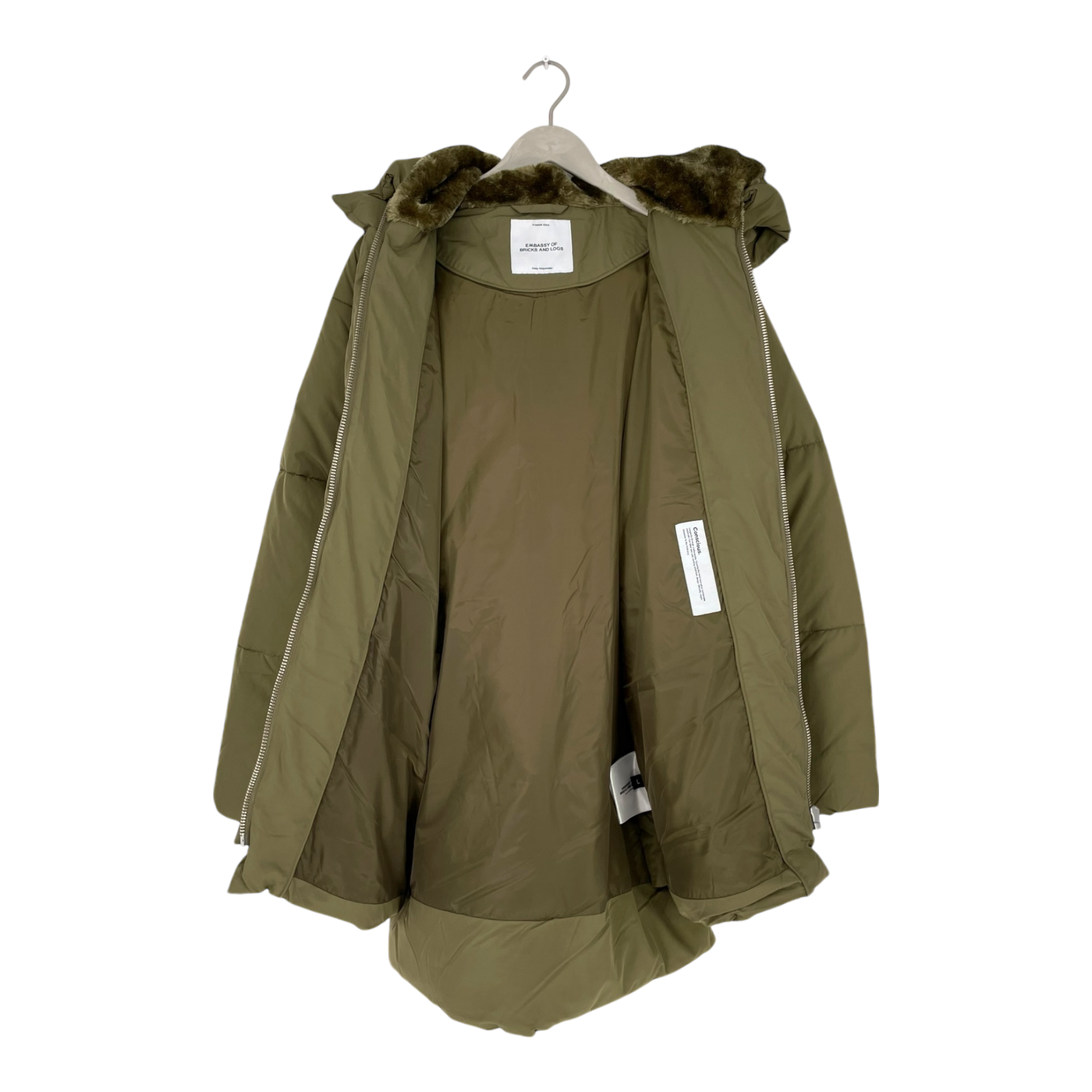 Embassy of Bricks and Logs Lyndon puffer jacket, olive | woman L