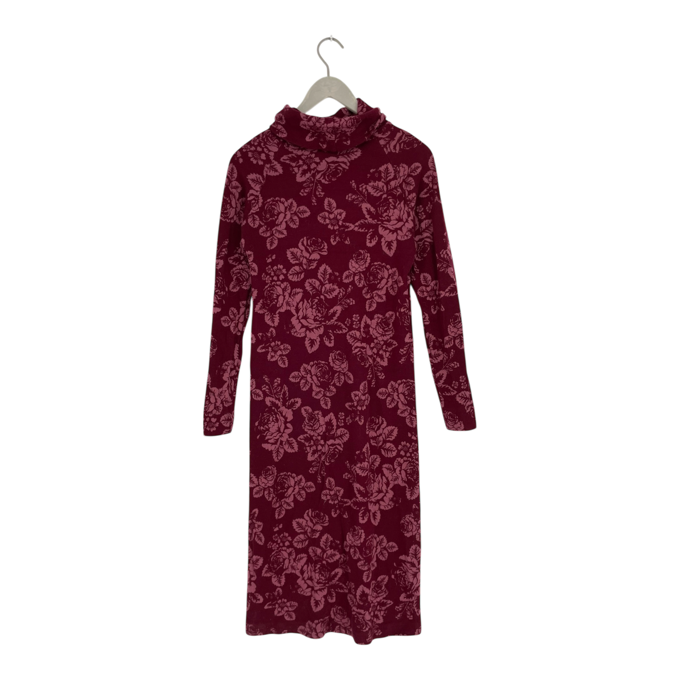 Ommellinen merino turtleneck dress, babushka roses | woman M