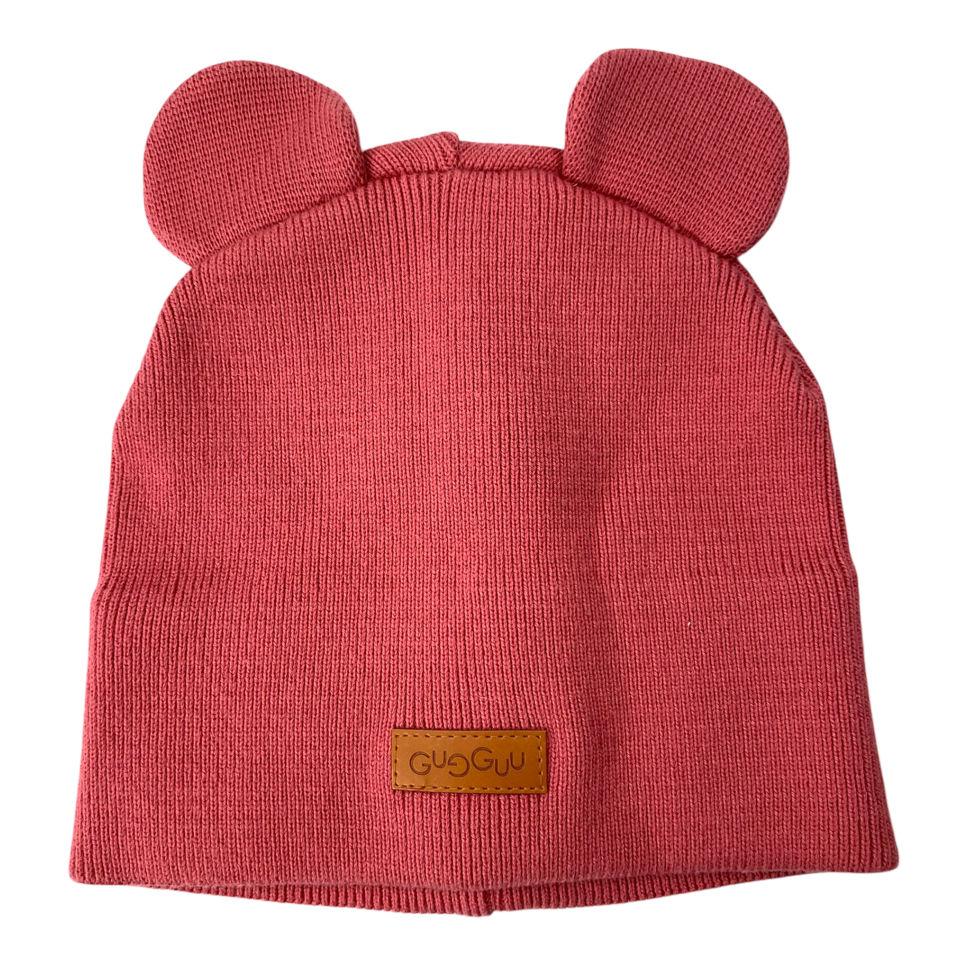 Gugguu cotton knitted beanie with ears, raspberry | 53cm