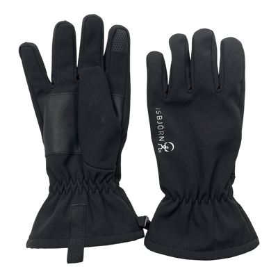 Isbjörn softshell gloves, black | 11-14y