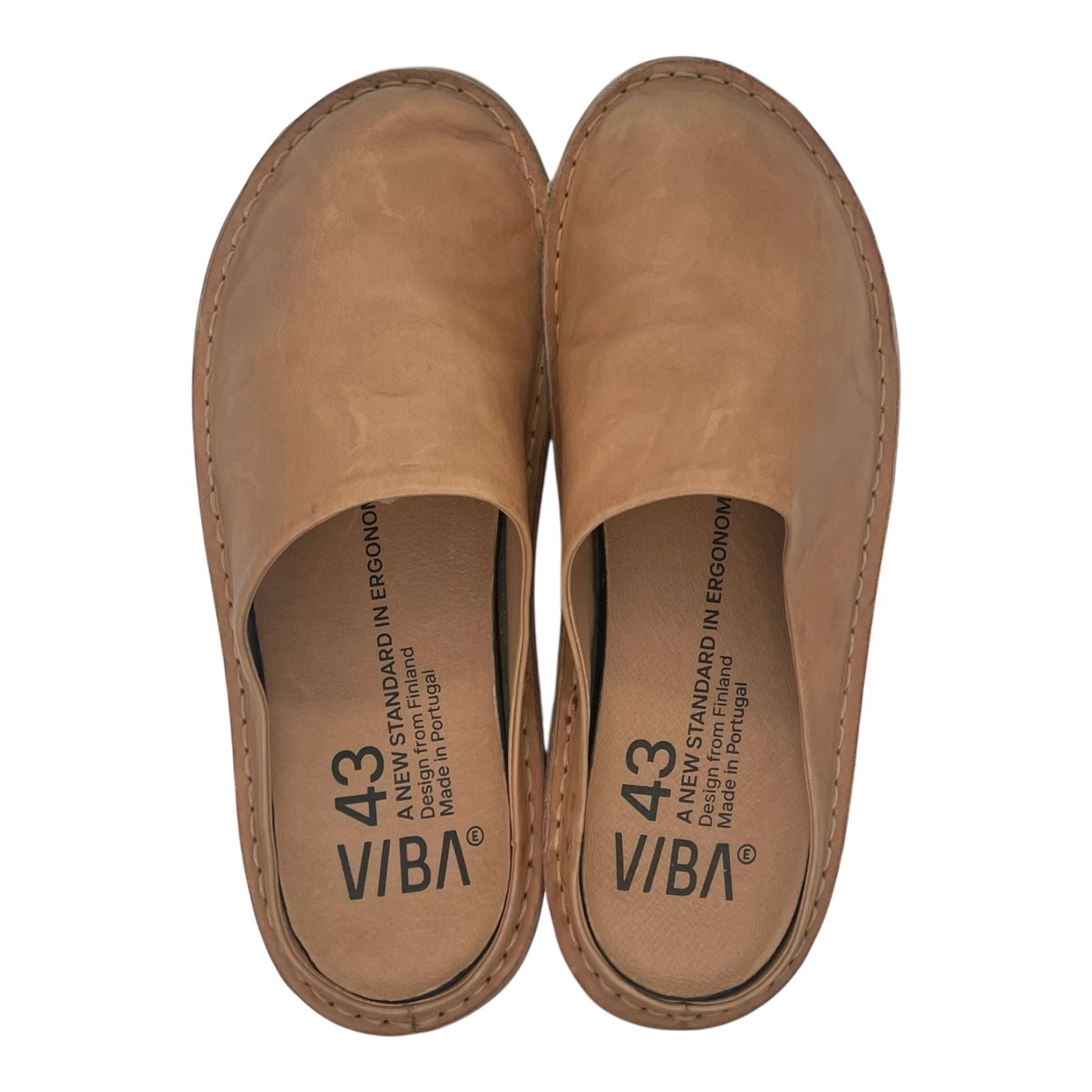 VIBAe Roma leather slippers, fawn tan | 43