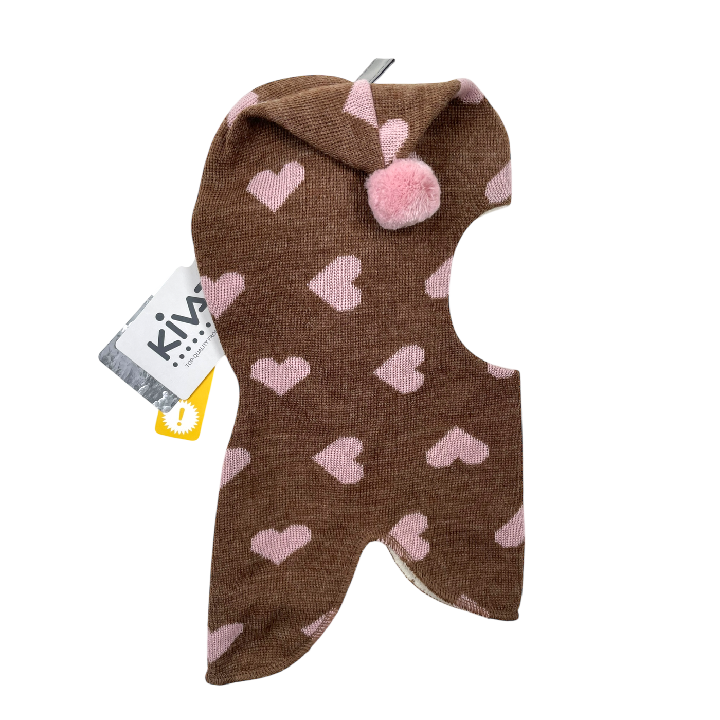 Kivat wool bobble balaclava, hearts | 2-4y