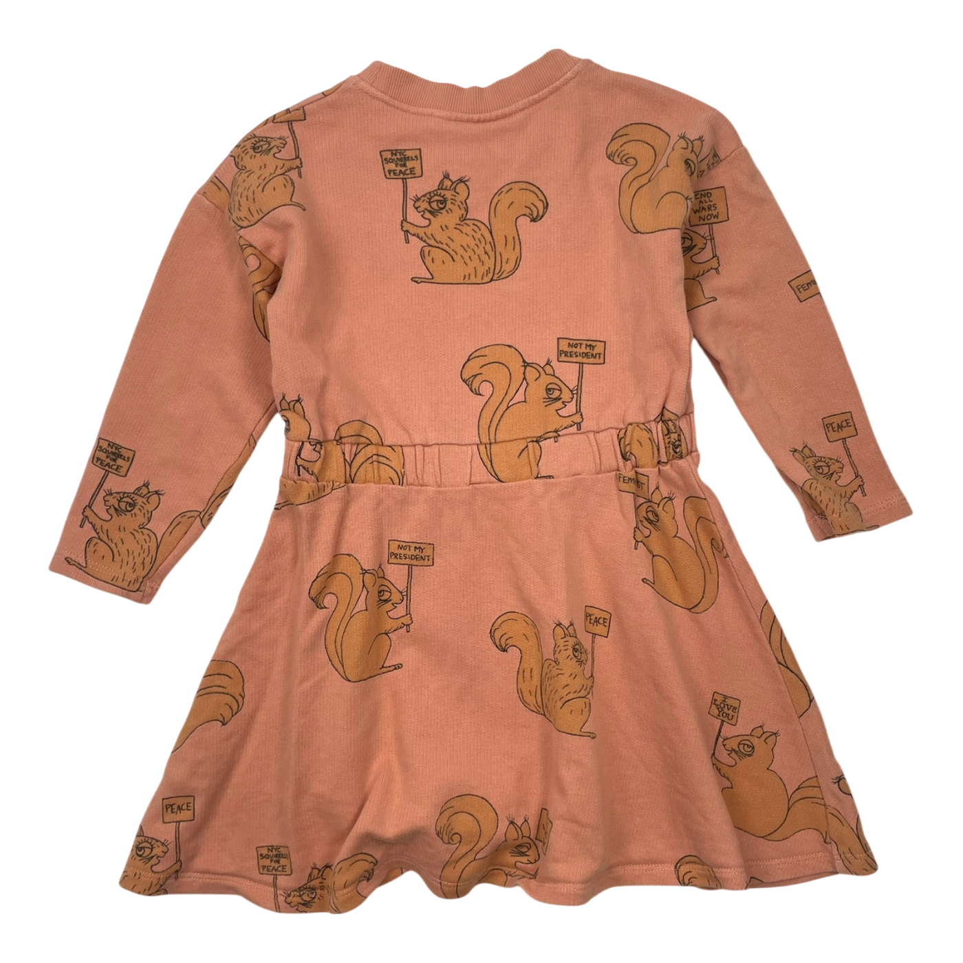 Mini Rodini sweat dress, peace squirrel | 104/110cm