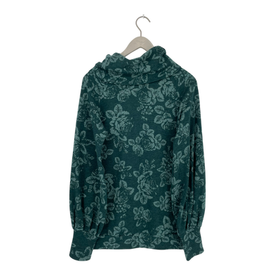 Ommellinen merino turtleneck shirt, babushka roses | woman L