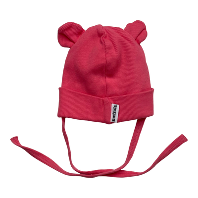 Metsola bear ear beanie, coral pink | 6-12kk