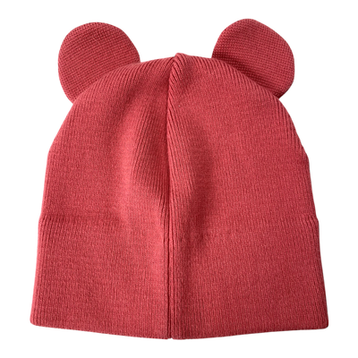 Gugguu cotton knitted beanie with ears, raspberry | 53cm
