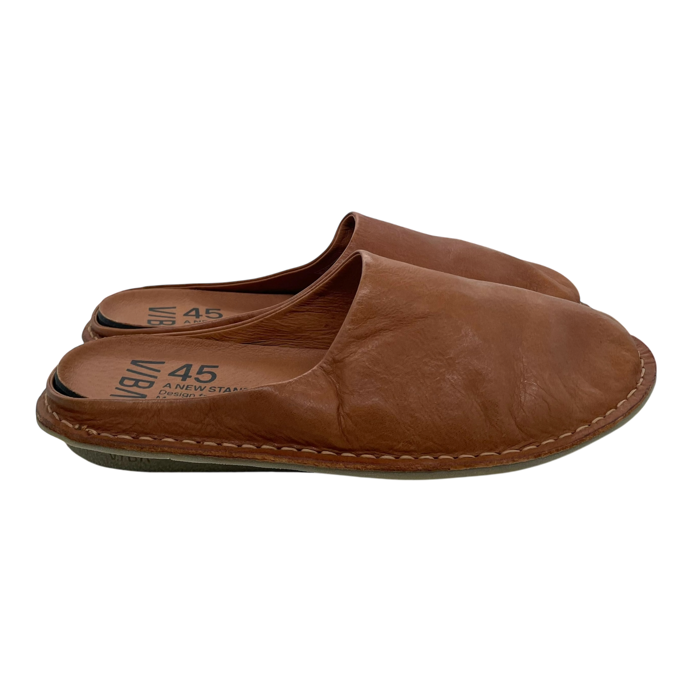 VIBAe Roma leather slippers, cognac brown | 45