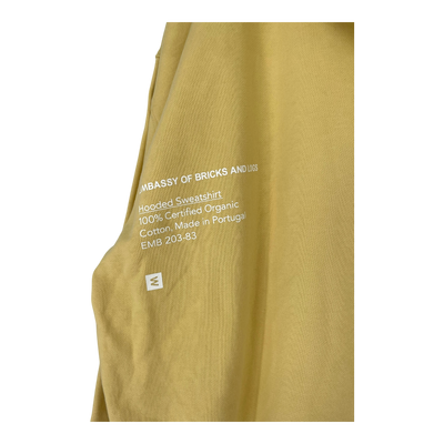 Embassy of Bricks and Logs hoodie, yellow | unisex L
