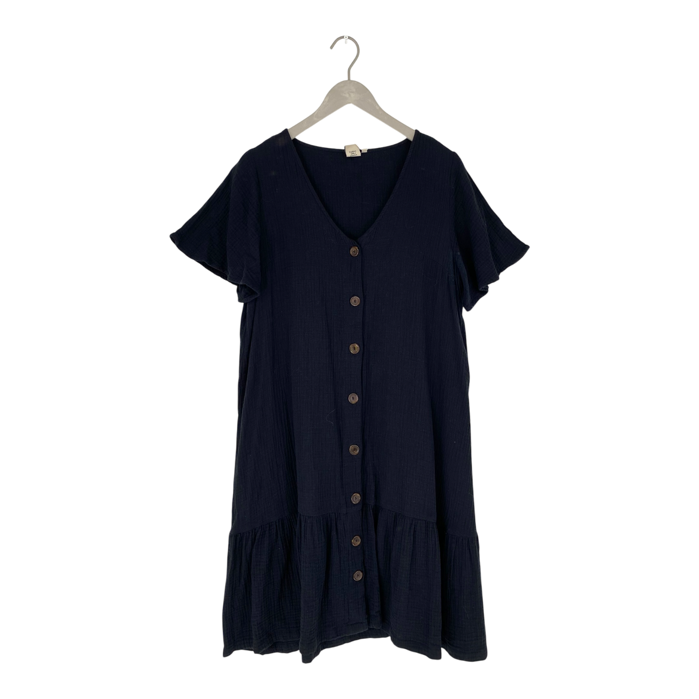 Kaiko muslin frill button dress, black | woman M