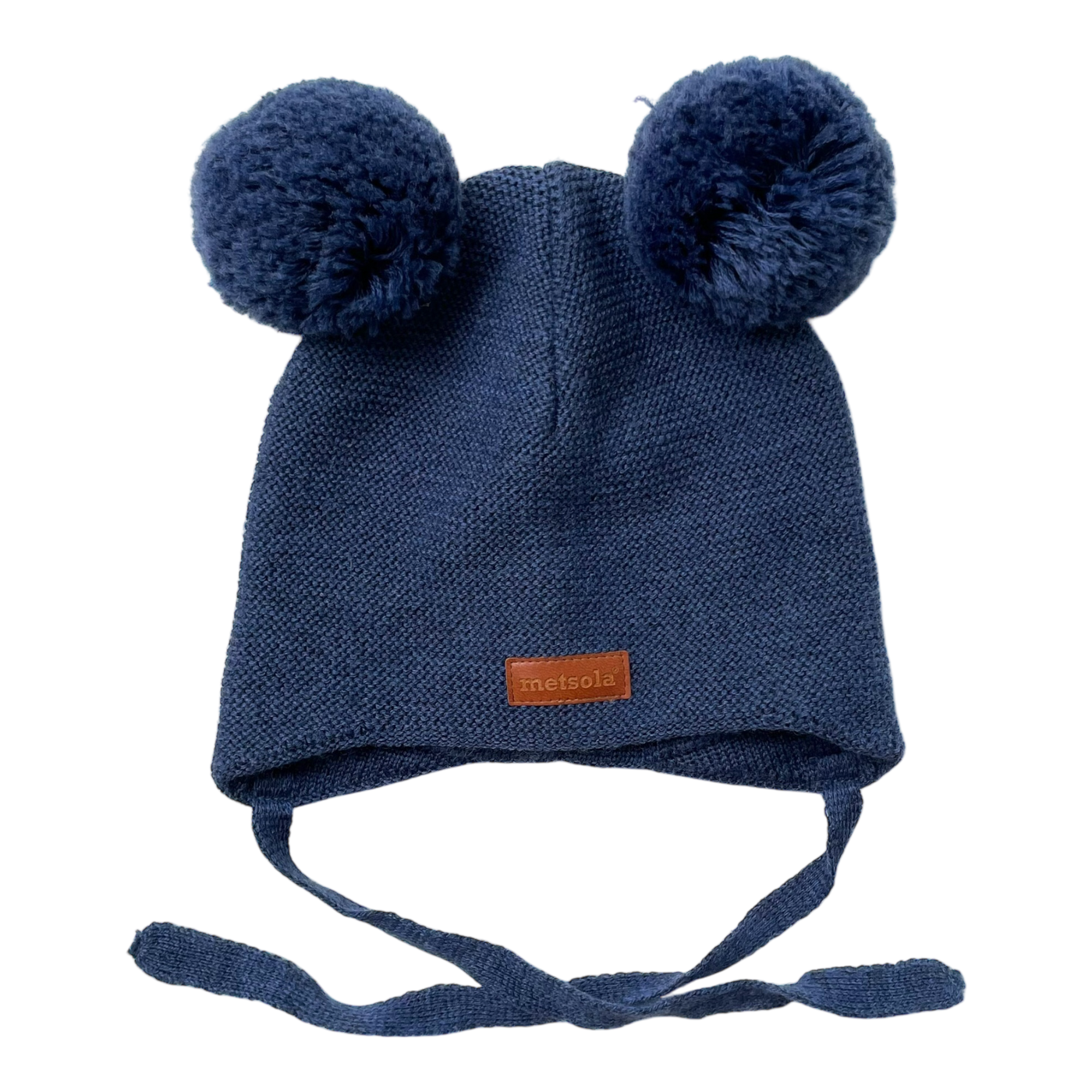 Metsola merino wool beanie with poms, midnight blue | 6-12m