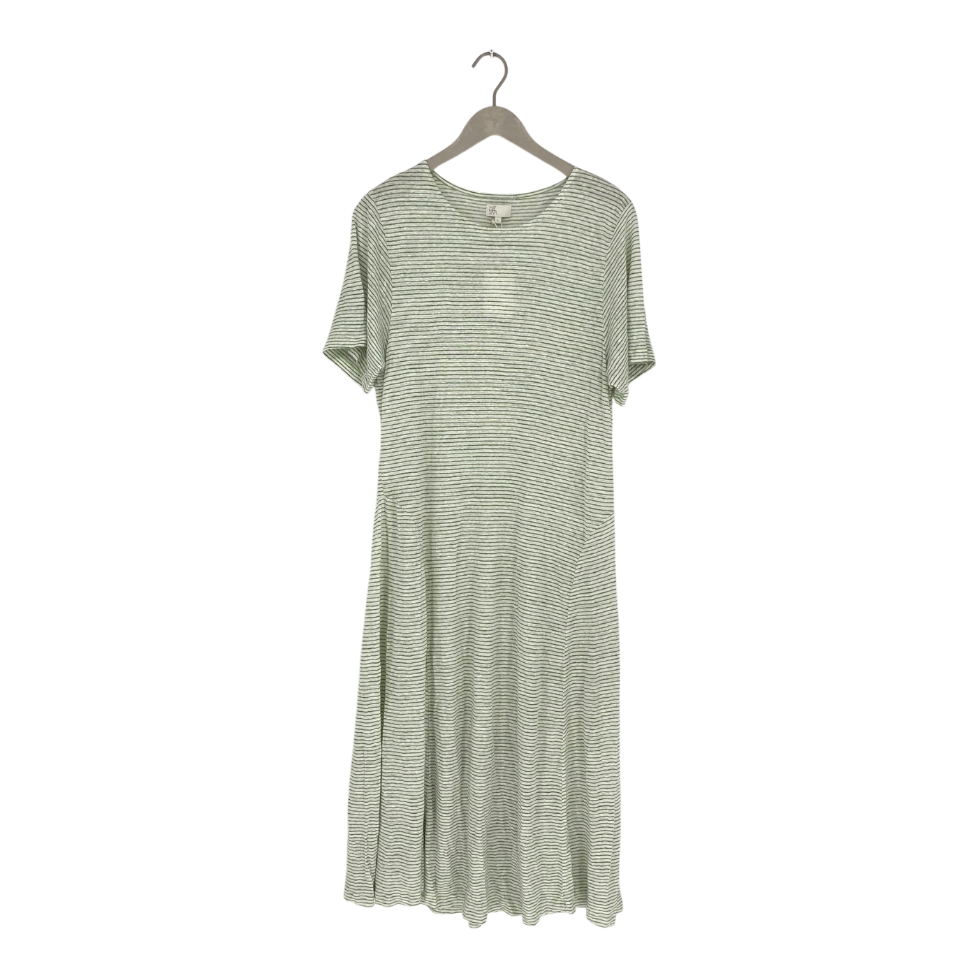 Maska linen dress, green stripe | woman S