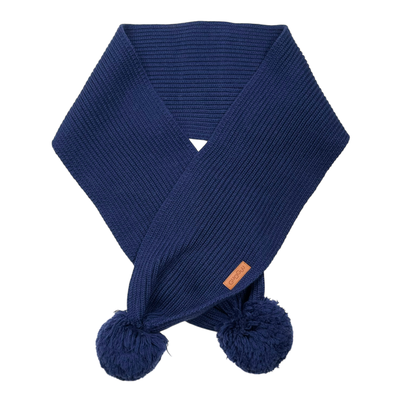 Gugguu merino scarf with poms, midnight blue | kids