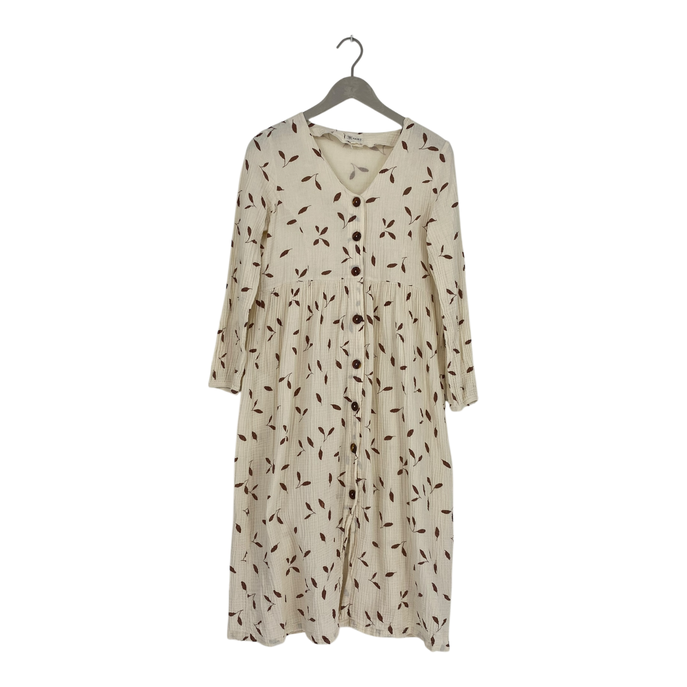 Kaiko muslin button dress, leaves | woman XS