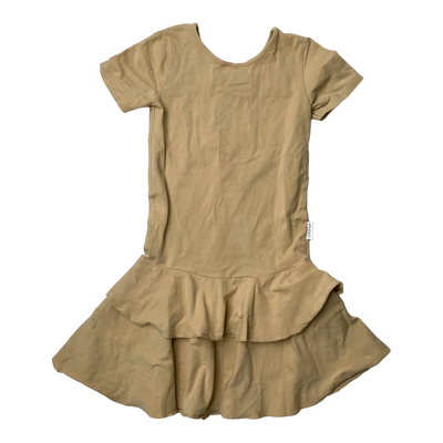 Gugguu t-shirt frilla dress, tan | 140cm