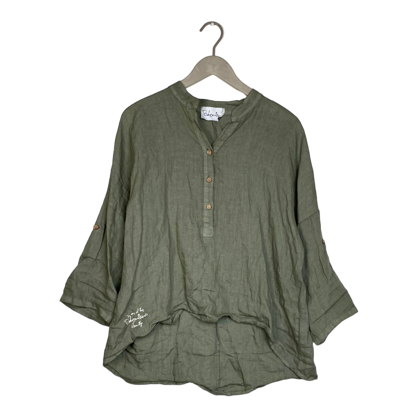 Bypias bohemianan linen blouse, moss green | woman XS-M