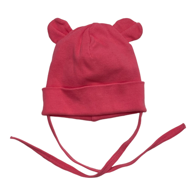 Metsola bear ear beanie, coral pink | 6-12kk