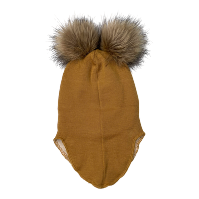 Gugguu merino furry balaclava, mustard | 0-1y