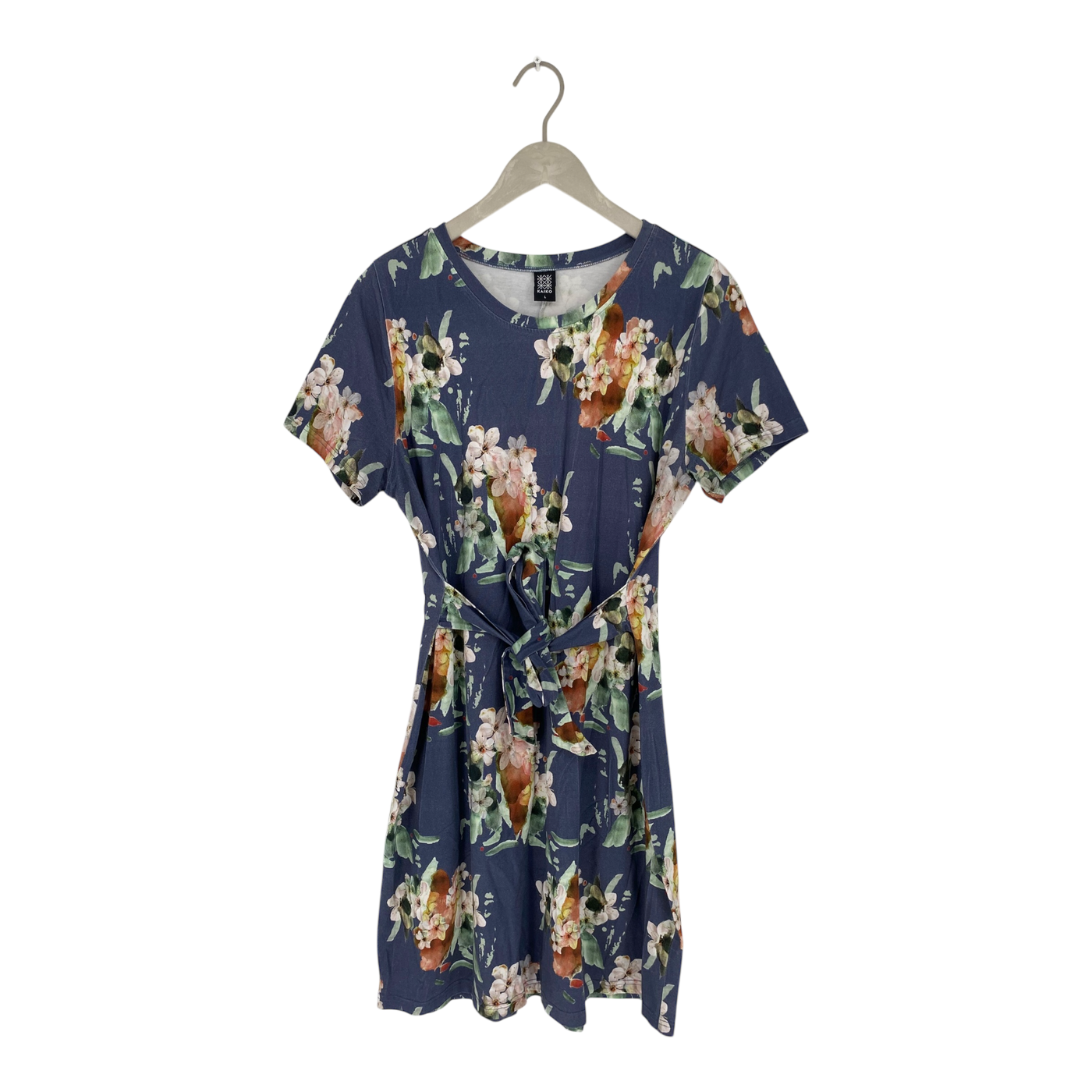 Kaiko t-shirt belted dress, blue blossom | woman L