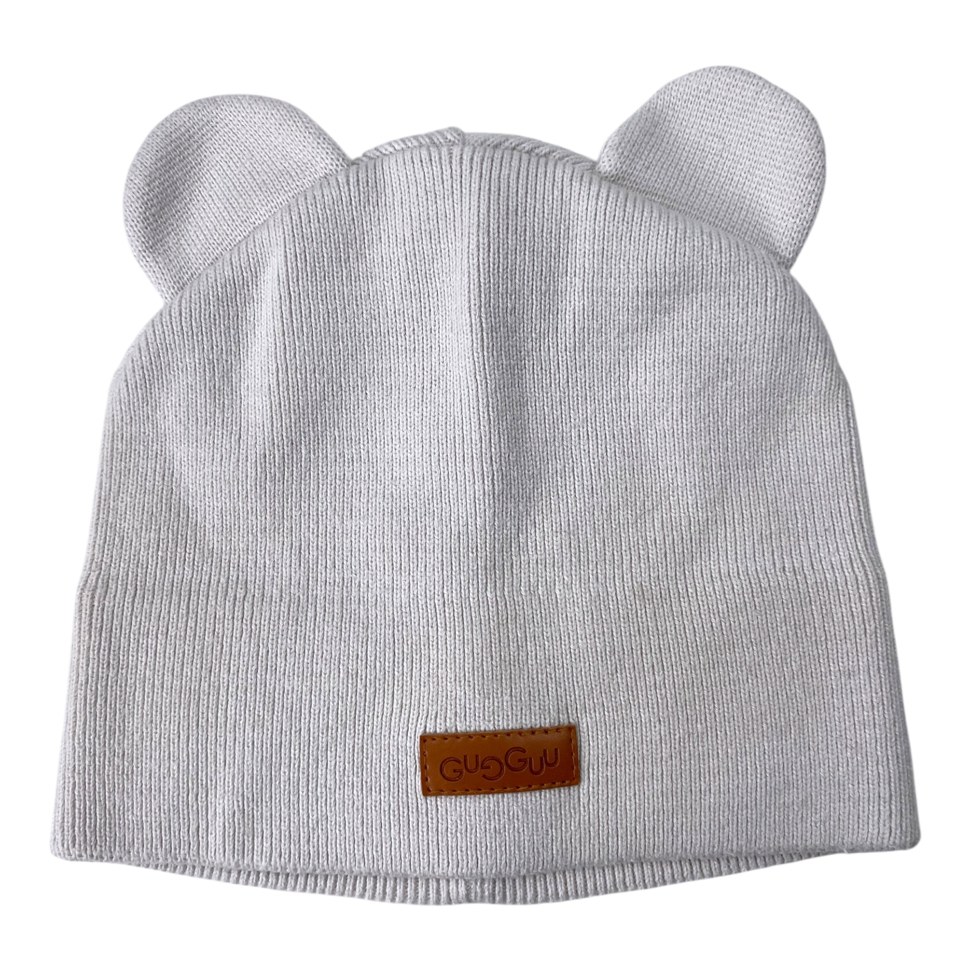 Gugguu cotton knitted beanie with ears, ivory | 51/52cm
