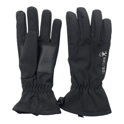 Isbjörn softshell gloves, black | 11-14y