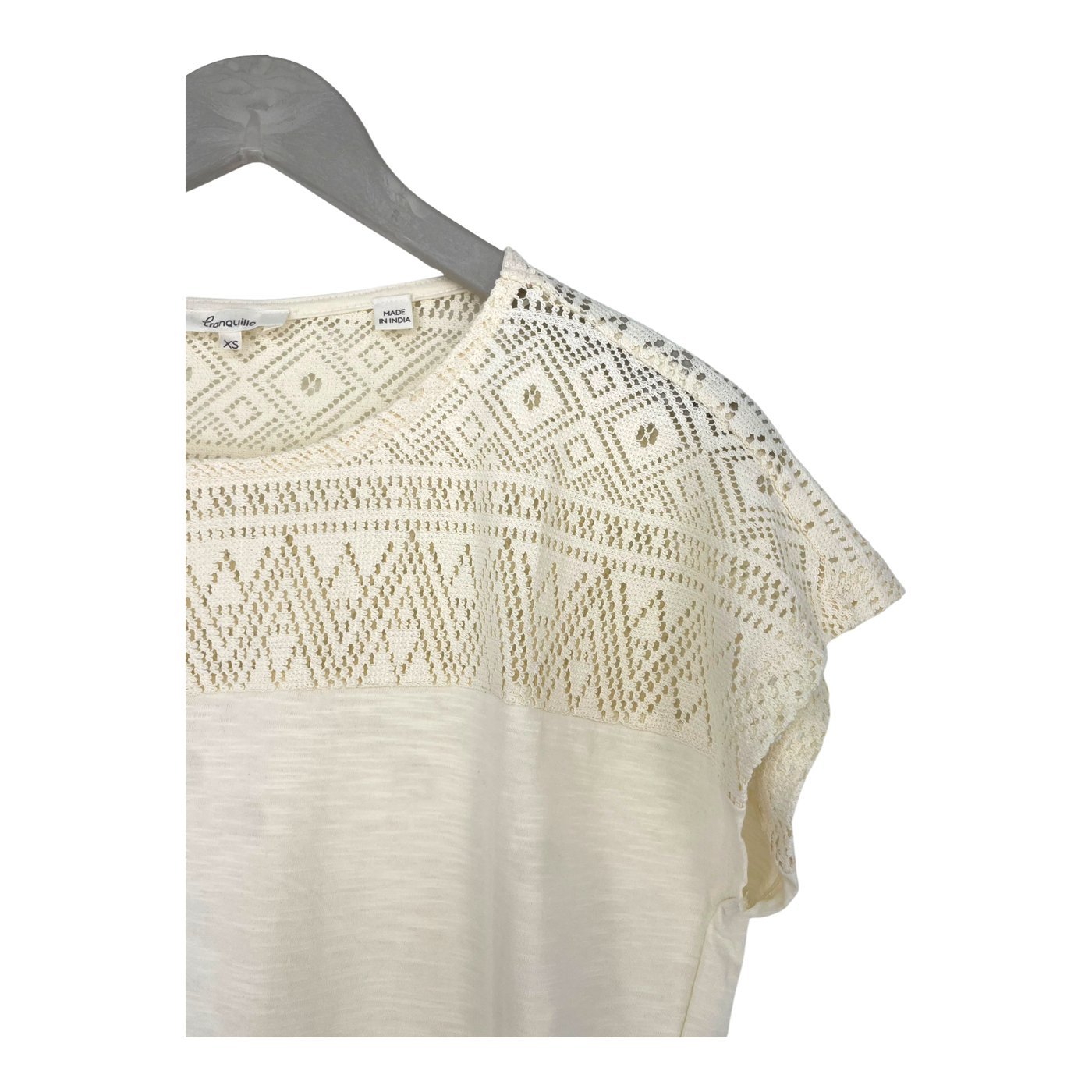 Tranquillo lace t-shirt, cream | woman XS