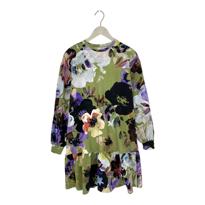 Kaiko ruffle sweat dress, olive anemone | woman XXS