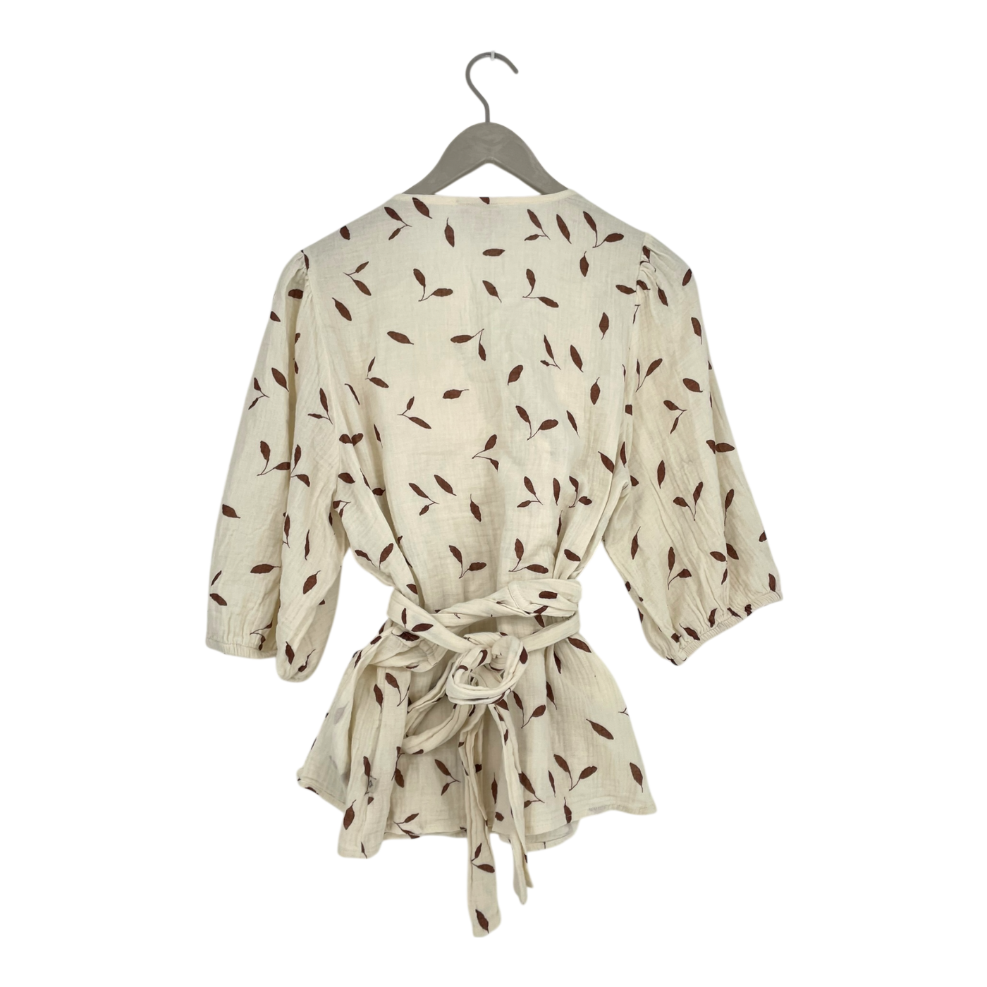 Kaiko muslin wrap blouse, leaves | woman L