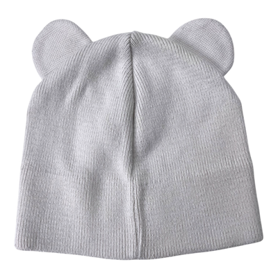 Gugguu cotton knitted beanie with ears, ivory | 51/52cm